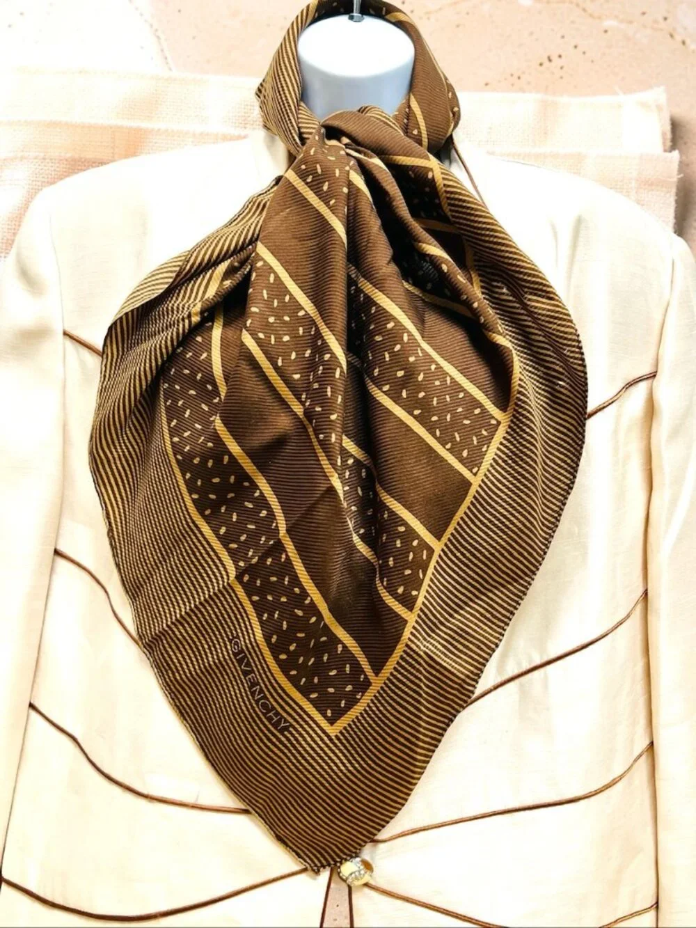 Vintage Givenchy 100% Silk Scarf 34